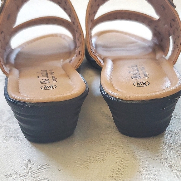 Belladia Comfort Wide Tan Beige Floral Shoes Women's Size 8W - Picture 11 of 11